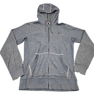 Quiksilver Full Zip Hoodie Mens Medium Blue Heathered Surf Casual Sweatshirt